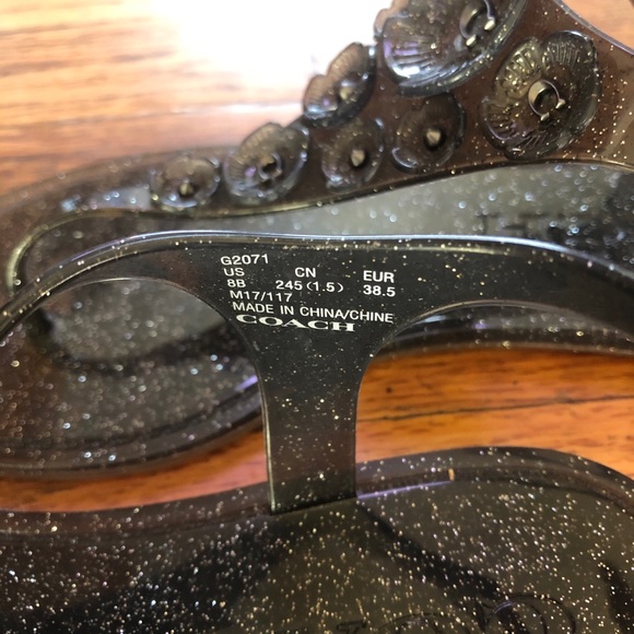Coach Black With Silver Sparkle Jelly Sandals, 8 - Picture 2 of 7